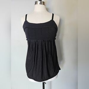 Lululemon Yoga Black Pritti Ruffle Tank Top | Size 6 | Adjustable Elastic Hem